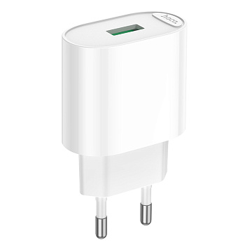 hoco. Зарядное устройство модель C109A, USB-A QC 20W, цвет: белый