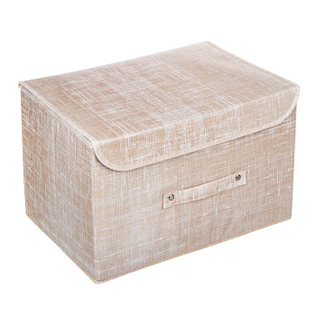 Кофр для хранения с крышкой тм VETTA ЛЁН, полиэстер, 38х24х24см, бежевый