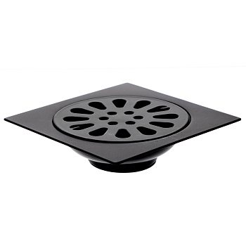 Трап 100х100 мм, вертикальный, с защит. от запахов, внеш/внутр d=40/37 мм, нержав. сталь, черный