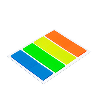 Закладки с клеевым краем пластиковые ClipStudio 45x12мм, 4x25 листов, 4 цвета, прямоугольные