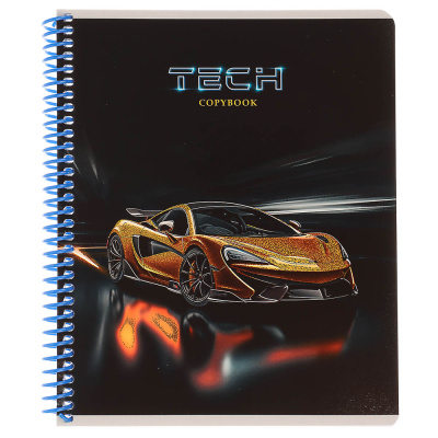 Тетрадь 96 л., А5, в клетку, БЕЛЫЕ ЛИСТЫ, обл.мел. картон, спираль, микс