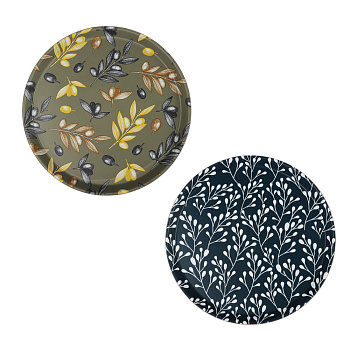 Поднос круглый с антискользящим покрытием, d35,5см, "Тоскана", 2 дизайна