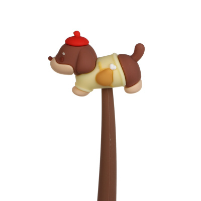 Ручка гелевая черная 0,5мм, гибкий корпус с фигуркой "Хот-Дог", 3 дизайна, шоу-бокс