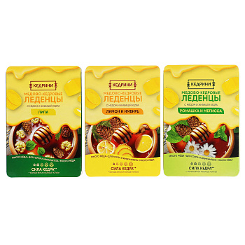 Леденцы кедровые с медом "Радоград", в ассортименте, блистер, 6 шт.
