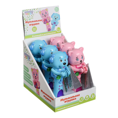 ИГРОЛЕНД Игрушка музыкальная в виде животного, пласт., 2ААА, 16х6х5,5см, 2 дизайна
