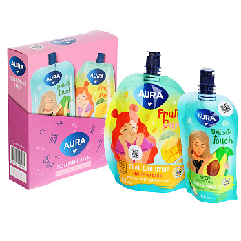 Подарочный набор женский AURA:Гель д/душа,250 мл+Крем д/рук и тела,100мл