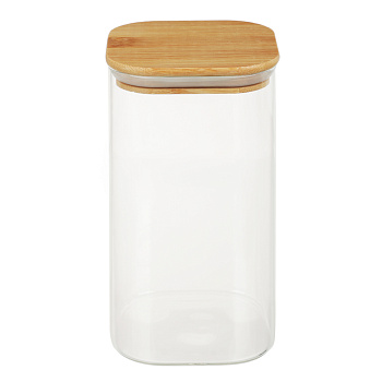 VETTA ЭКО Вуд Банка для хранения 1300мл, 18,5х10х10см, стекло, бамбук