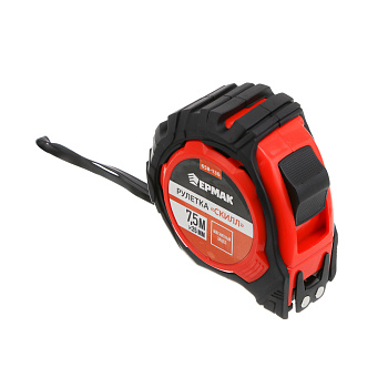 ЕРМАК Рулетка "СКИЛЛ", 7.5м х 25мм, 2х-сторонний зацеп + магнит, корпус ABS+TPR
