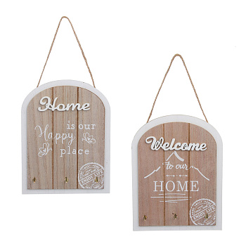 Ключница открытого типа, 3 крючка, 14,5x19x2,5см, МДФ, металл, 2 дизайна