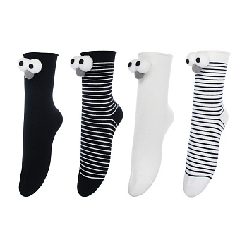 Носки женские с декором, тм GALANTE, р. 23-25, 80% хлопок, 20% полиэстер, разноцветные