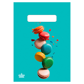 Пакет Печеньки Макарон с вырубной ручкой, ML 30x20 см, 30 мкм ПВД