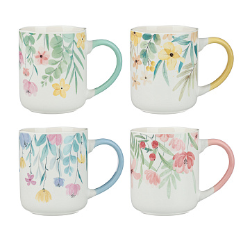Кружка тм MILLIMI Весна, 380мл, фарфор, 4 дизайна