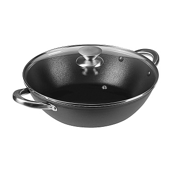 SATOSHI Сотейник глубокий со стекл.крышкой, чугун, 30см, 3.8л, антипр.покр, нерж.ручки