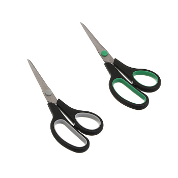 Ножницы канцелярские ClipStudio 19см, двуцветные пласт.ручки, на карточке