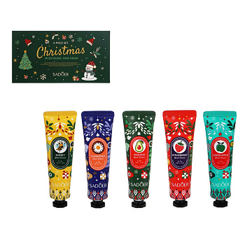 Набор увлажняющих кремов для рук 5 шт х 30 гр тм SADOER Merry Xmas, #2 подар.уп.