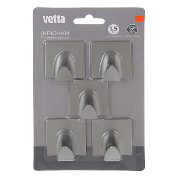 Крючки самоклеящиеся тм VETTA, 3,5см, нерж. сталь 430, 2 дизайна, 5шт