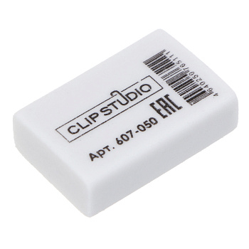 Ластик ClipStudio 2,6х1,8х0,8см, прямоугольный, белый, ТПР, инд. штрихкод