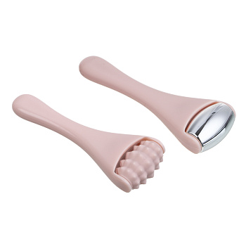 Набор массажеров для лица 2 штуки тм ЮНИLOOK , 7,8x2,6см, сталь, силикон, ABS, розовый, ВЗ24-43