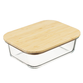 VETTA Контейнер для продуктов 1000мл, крышка бамбук, жаропрочное стекло