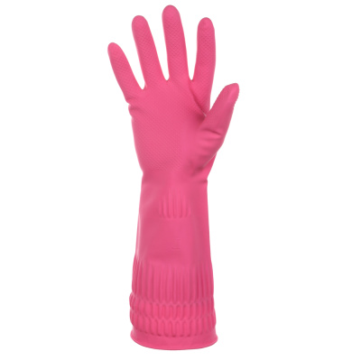 Перчатки с манжетой тм VETTA, размер М, 38см, пара 100г, латекс, розовый цвет