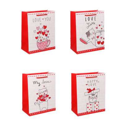 Пакет подарочный бумажный тм LADECOR M 18x23x10 см, "Сердце" арт 2, 4 дизайна