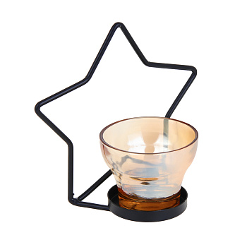 Подсвечник металлический со стеклянной чашей, 13х5,5х12 см