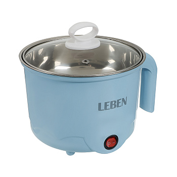 LEBEN Миниварка, 1,7л, 600Вт, двойная стенка, нерж. сталь, пластик, металл, голубой