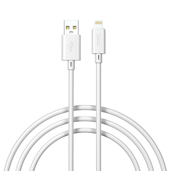 Кабель для зарядки USB(A)-iP hoco. модель X88, 1м, 2.4A белый