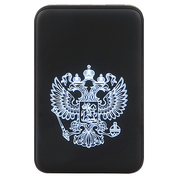 BY Аккумулятор мобильный Светящийся 10000мАч, USB-A,USBC,встр.каб.,QC,PD,22.5W, Герб, короб. белая