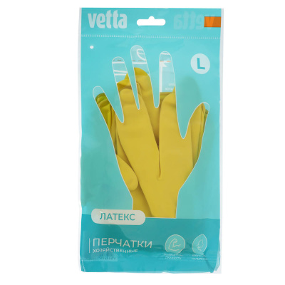 Перчатки прочные тм VETTA, размер L, латекс, желтый цвет