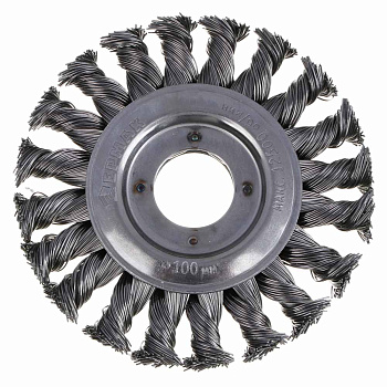 ЕРМАК PROFI Щетка дисковая для УШМ, плетеные пучки стальной проволоки 0,5мм, 100х22мм