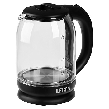 Чайник электрический, 1,8 л, 1500 Вт, стекло, черный