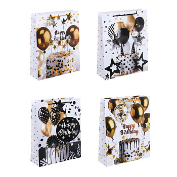Пакет подарочный бумажный, L 26x32x9 см, 128 гр, 4 дизайна, Шары