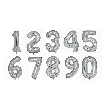 Шар воздушный фольгированный "Цифра" тм Fntastic, 40", серебристый, микс