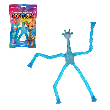 ИГРОЛЕНД Игрушка антистресс Pop tubes "Животные", 2хAG3, abs, pvc, свет, 18,5х14,5см, 3 дизайна