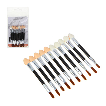 Аппликатор двухсторонний со спонжем и кистью 10 шт тм ЮНИLOOK , пластик, латекс, ворс нейлон, 7,5см