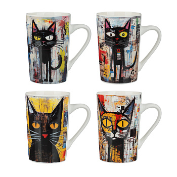 Кружка тм MILLIMI Кошачий глаз, 380мл, фарфор, 4 дизайна