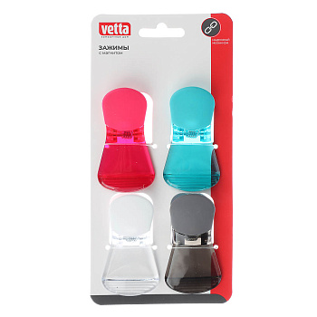 Набор зажимов с магнитом тм VETTA, 7х4х3см, полипропилен, полистирол, магнит, 4шт
