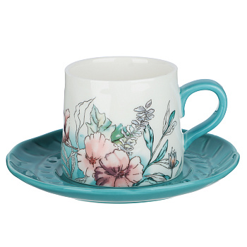 Набор чайный 2 пр., 180мл, MILLIMI, Аквамарин, фарфор