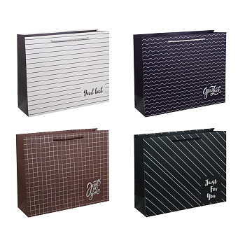 Пакет подарочный бумажный тм LADECOR, L 32x26x10 см, 4 дизайна