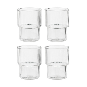 MILLIMI Набор стаканов Астра 300 мл, 4 шт, стекло, рифленый