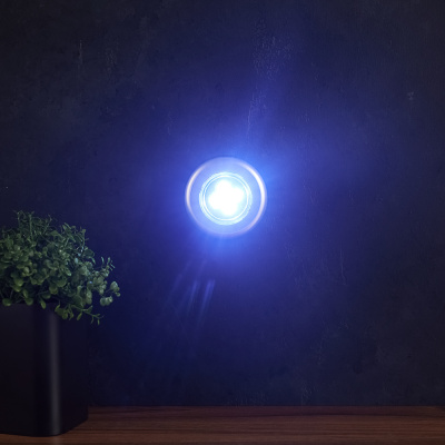 Светильник точечный нажимной BY, 6,5см, 3xААА, 4 LED, пластик