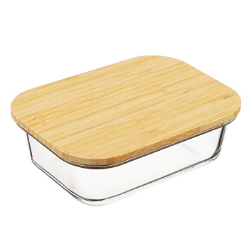 VETTA Контейнер для продуктов 600мл, крышка бамбук, жаропрочное стекло