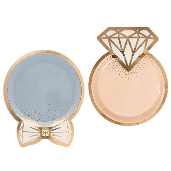 Тарелка фигур Свадьба LUX Peach 6шт, 25см в асс