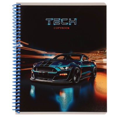 Тетрадь 96 л., А5, в клетку, БЕЛЫЕ ЛИСТЫ, обл.мел. картон, спираль, микс