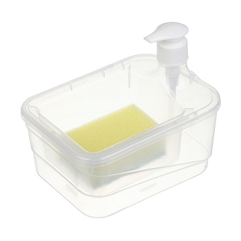 Дозатор для моющего средства, тм VETTA, отсек для губки, губка в компл., 500 мл, 17х13х14см, пластик
