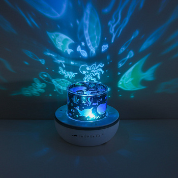 Светильник-ночник проектор BY Зайка, 6 проекций, акб. 1200mAh, USB 5В, белый