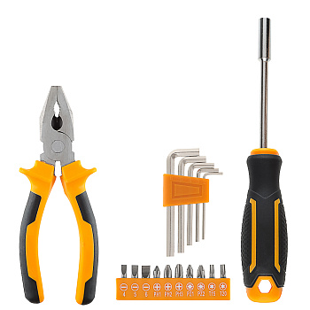 РОКОТ Набор 17 предметов, отвертка под биты, 10 бит, 5 шестигранников, пассатижи 150мм