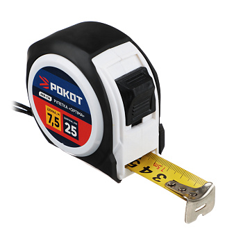 РОКОТ Рулетка "ОПТИМА", 7,5м х 25мм, одинарный зацеп, корпус PP+TPR
