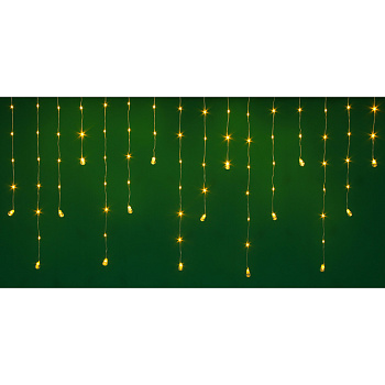 СНОУ БУМ Гирлянда эл. бахрома с каплями 2.5x0.3х0.5x0.7м, 80LED, шампань, пост свеч,ПВХ проз,220В
